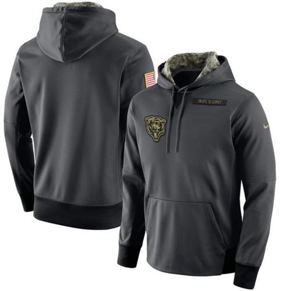 Men's Chicago Bears Nike Anthracite Salute to Service Player Performance Hoodie Men's Chicago Bears Nike Anthracite Salute to Service Player Performance Hoodie