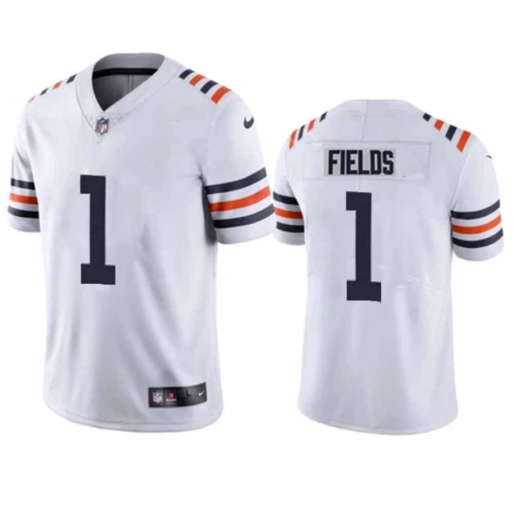 Men's Chicago Bears #1 Justin Fields White Vapor Untouchable Limited Stitched Jersey Men's Chicago Bears #1 Justin Fields White Vapor Untouchable Limited Stitched Jersey