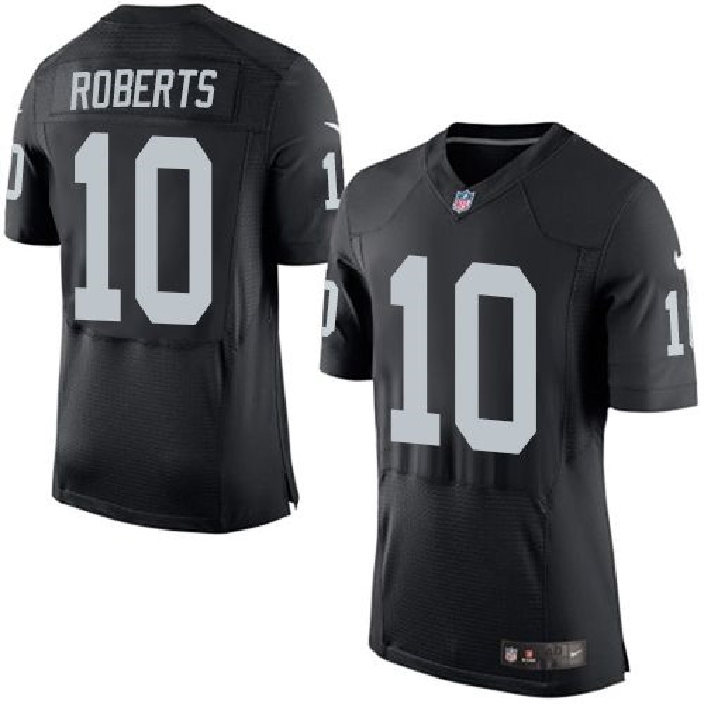 Nike Raiders #10 Seth Roberts Black Team Color Men's Stitched NFL New Elite Jersey Nike Raiders #10 Seth Roberts Black Team Color Men's Stitched NFL New Elite Jersey