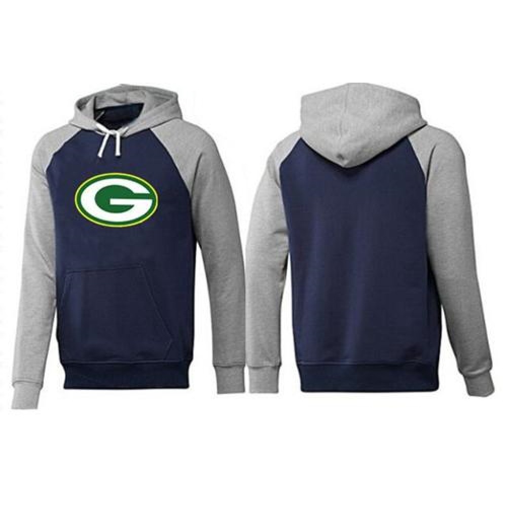Green Bay Packers Logo Pullover Hoodie Dark Blue & Grey