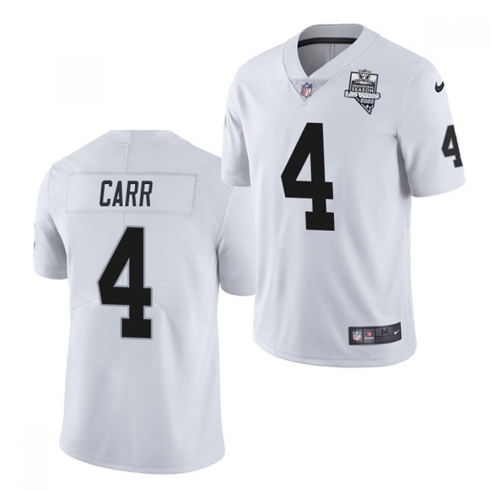 Men's Las Vegas Raiders #4 Derek Carr White 2020 Inaugural Season Vapor Limited Stitched Jersey Men's Las Vegas Raiders #4 Derek Carr White 2020 Inaugural Season Vapor Limited Stitched Jersey