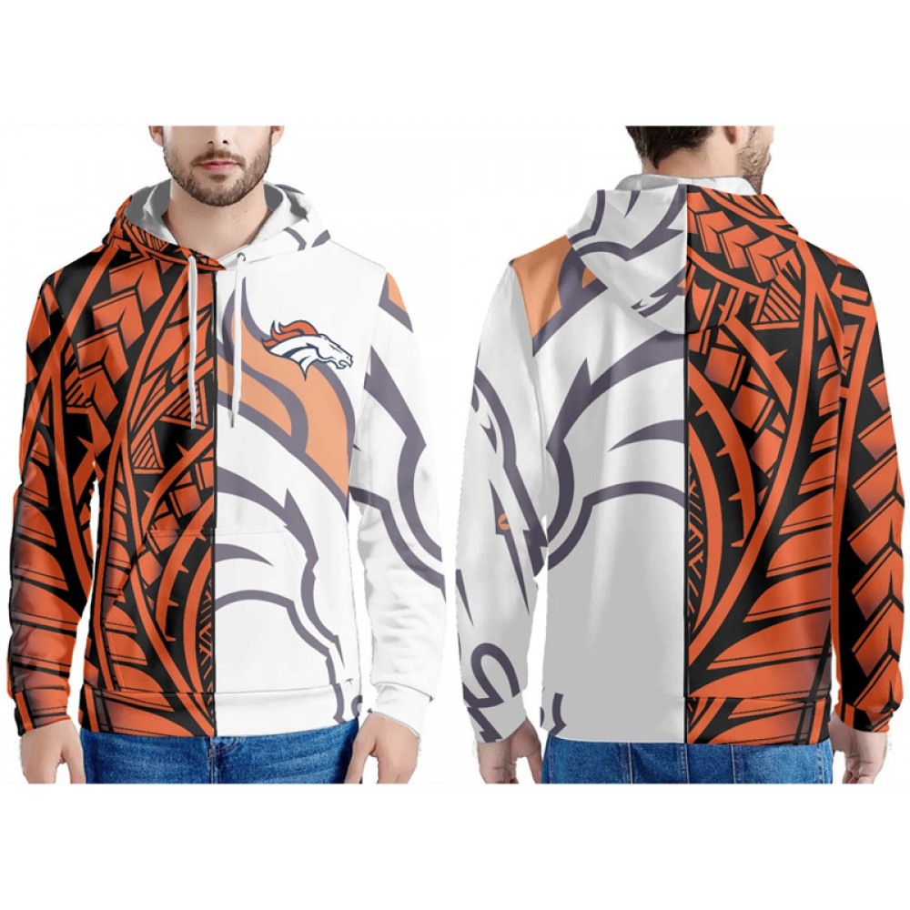 Men's Denver Broncos Black/Orange/White Pullover Hoodie Men's Denver Broncos Black/Orange/White Pullover Hoodie