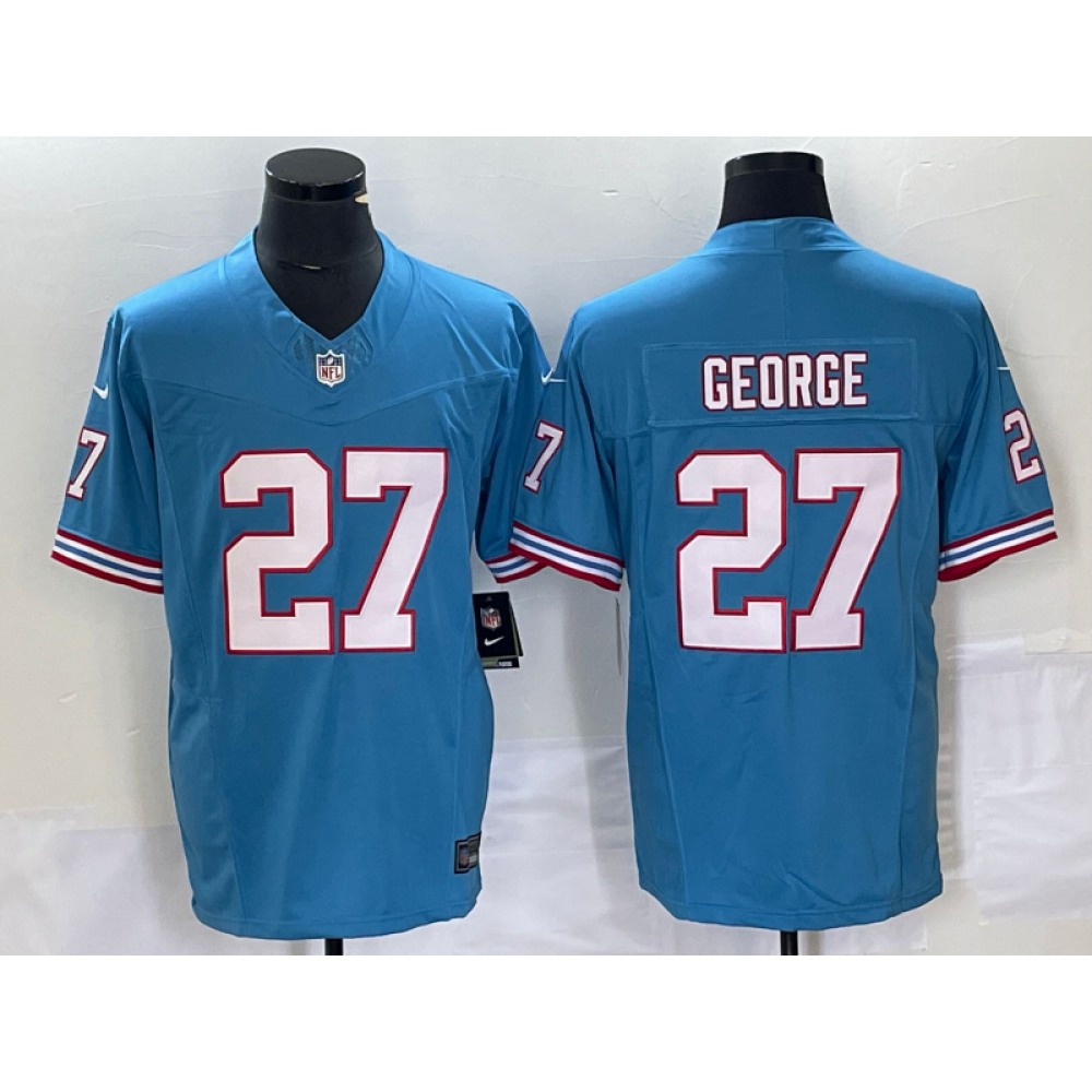 Men's Tennessee Titans #27 Eddie George Light Blue 2023 F.U.S.E. Vapor Limited Throwback Stitched Football Jersey Men's Tennessee Titans #27 Eddie George Light Blue 2023 F.U.S.E. Vapor Limited Throwback Stitched Football Jersey
