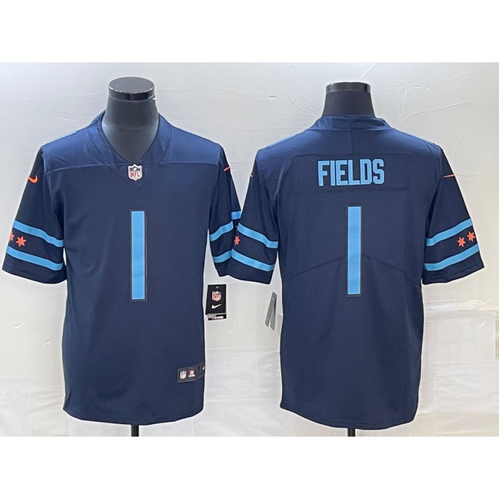 Men's Chicago Bears #1 Justin Fields Navy 2019 City Edition Limited Stitched NFL Jersey Men's Chicago Bears #1 Justin Fields Navy 2019 City Edition Limited Stitched NFL Jersey