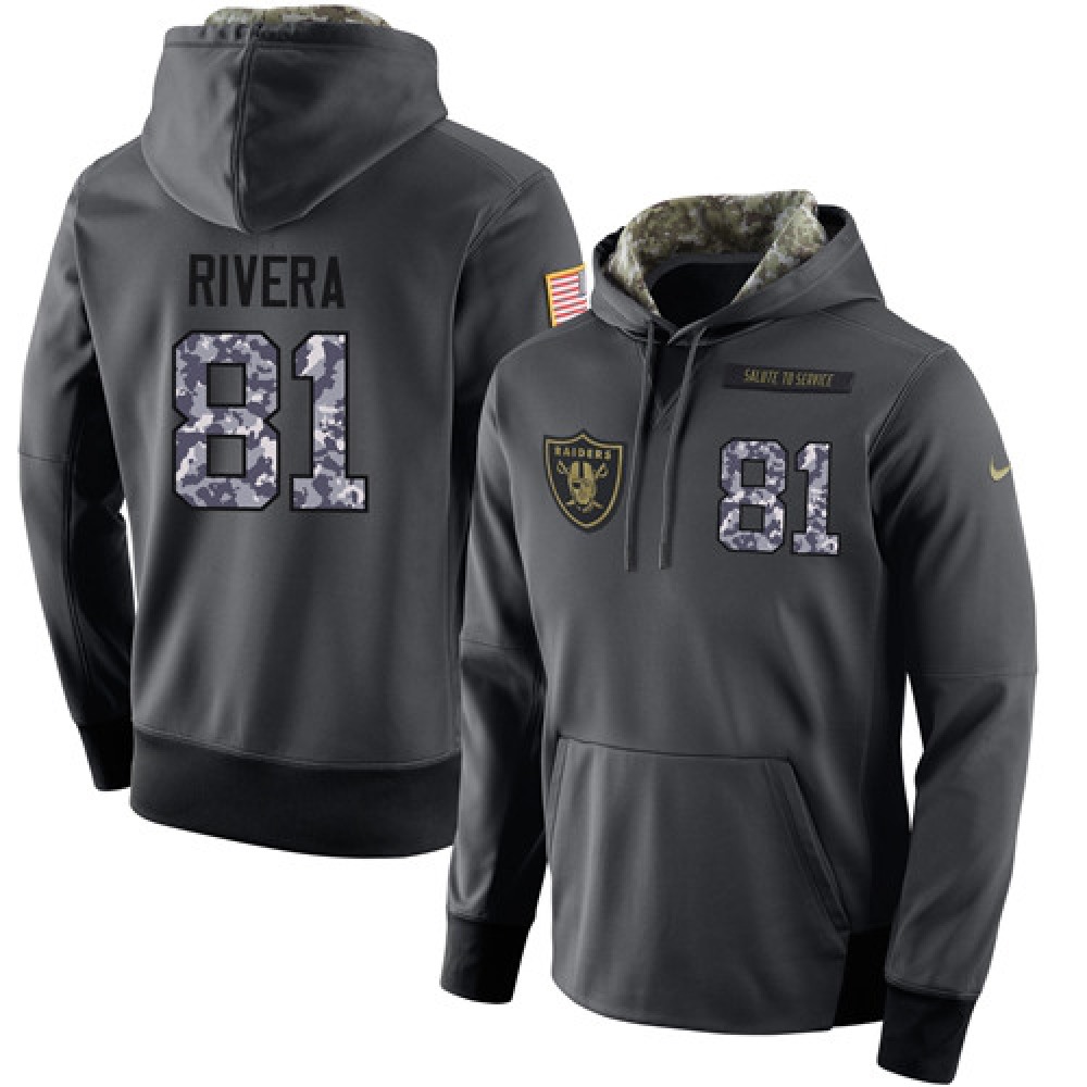 NFL Men's Nike Oakland Raiders #81 Mychal Rivera Stitched Black Anthracite Salute to Service Player Performance Hoodie NFL Men's Nike Oakland Raiders #81 Mychal Rivera Stitched Black Anthracite Salute to Service Player Performance Hoodie