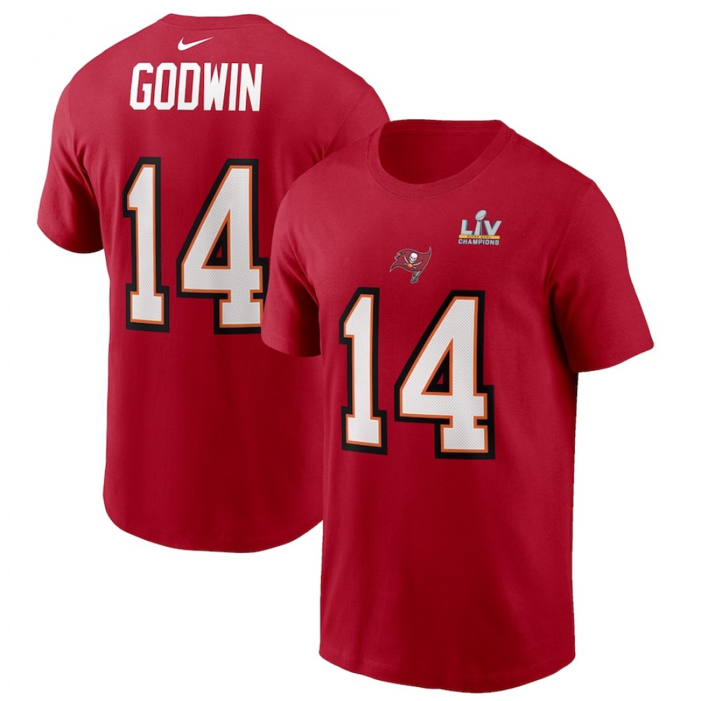 Men's Tampa Bay Buccaneers #14 Chris Godwin Red Super Bowl LV NFL T-Shirt Men's Tampa Bay Buccaneers #14 Chris Godwin Red Super Bowl LV NFL T-Shirt