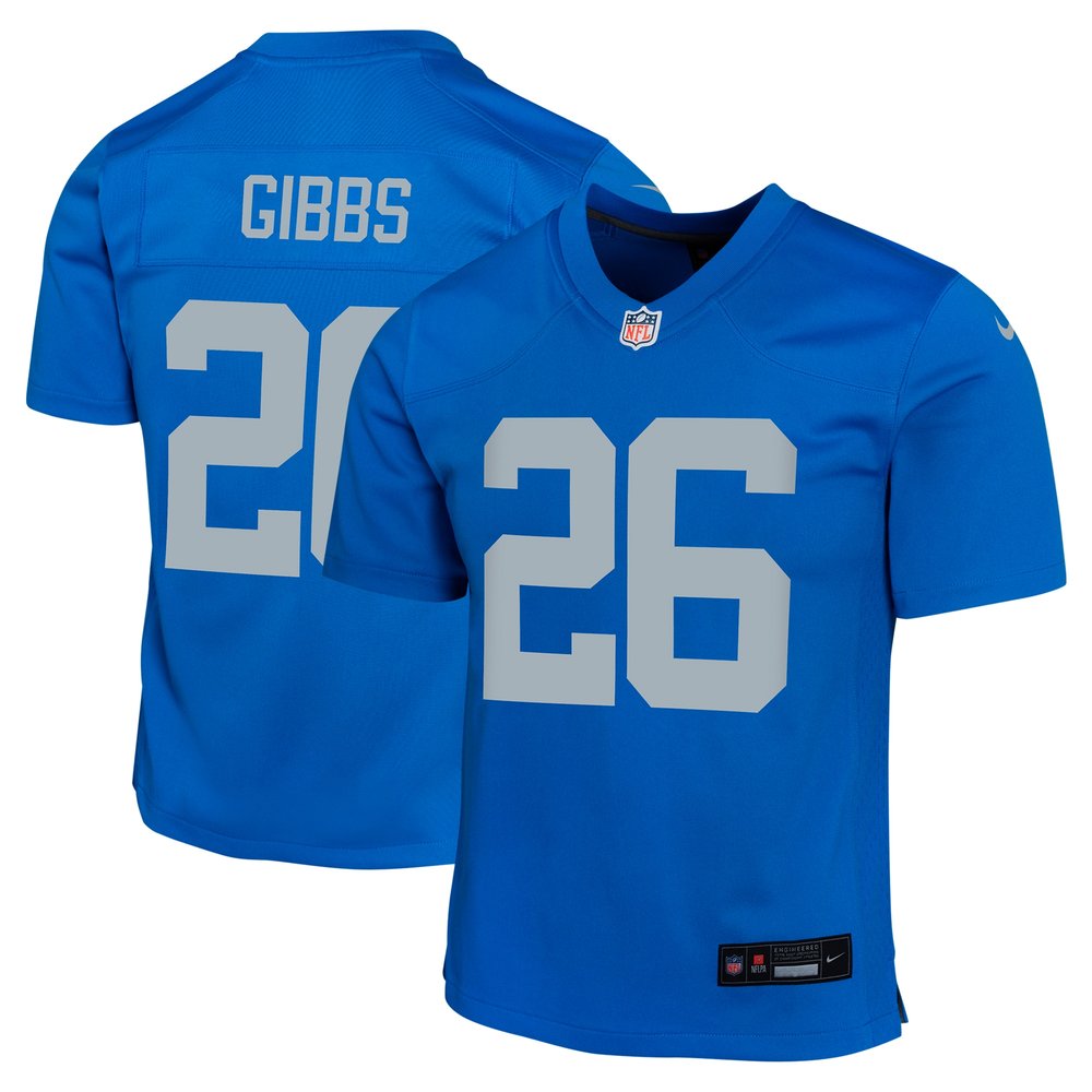 Youth Detroit Lions Jahmyr Gibbs Nike Blue Alternate Game Jersey Youth Detroit Lions Jahmyr Gibbs Nike Blue Alternate Game Jersey
