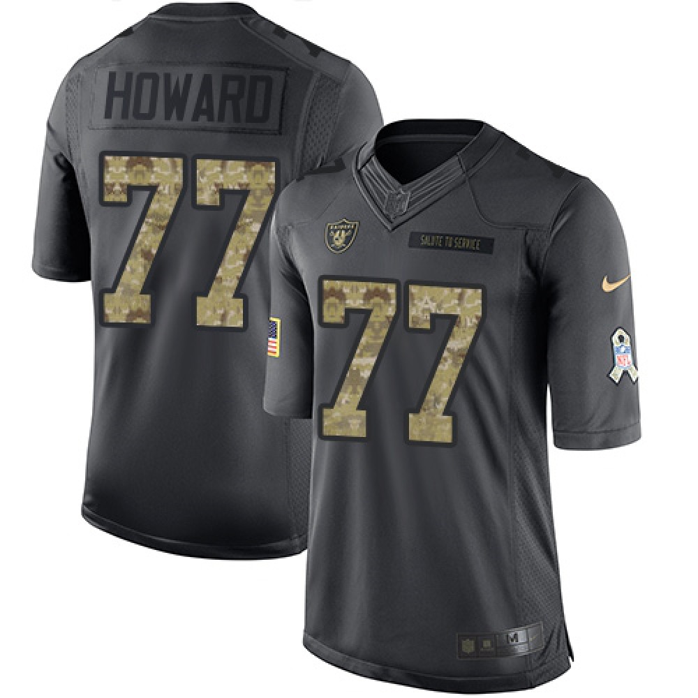 Nike Raiders #77 Austin Howard Black Men's Stitched NFL Limited 2016 Salute To Service Jersey Nike Raiders #77 Austin Howard Black Men's Stitched NFL Limited 2016 Salute To Service Jersey
