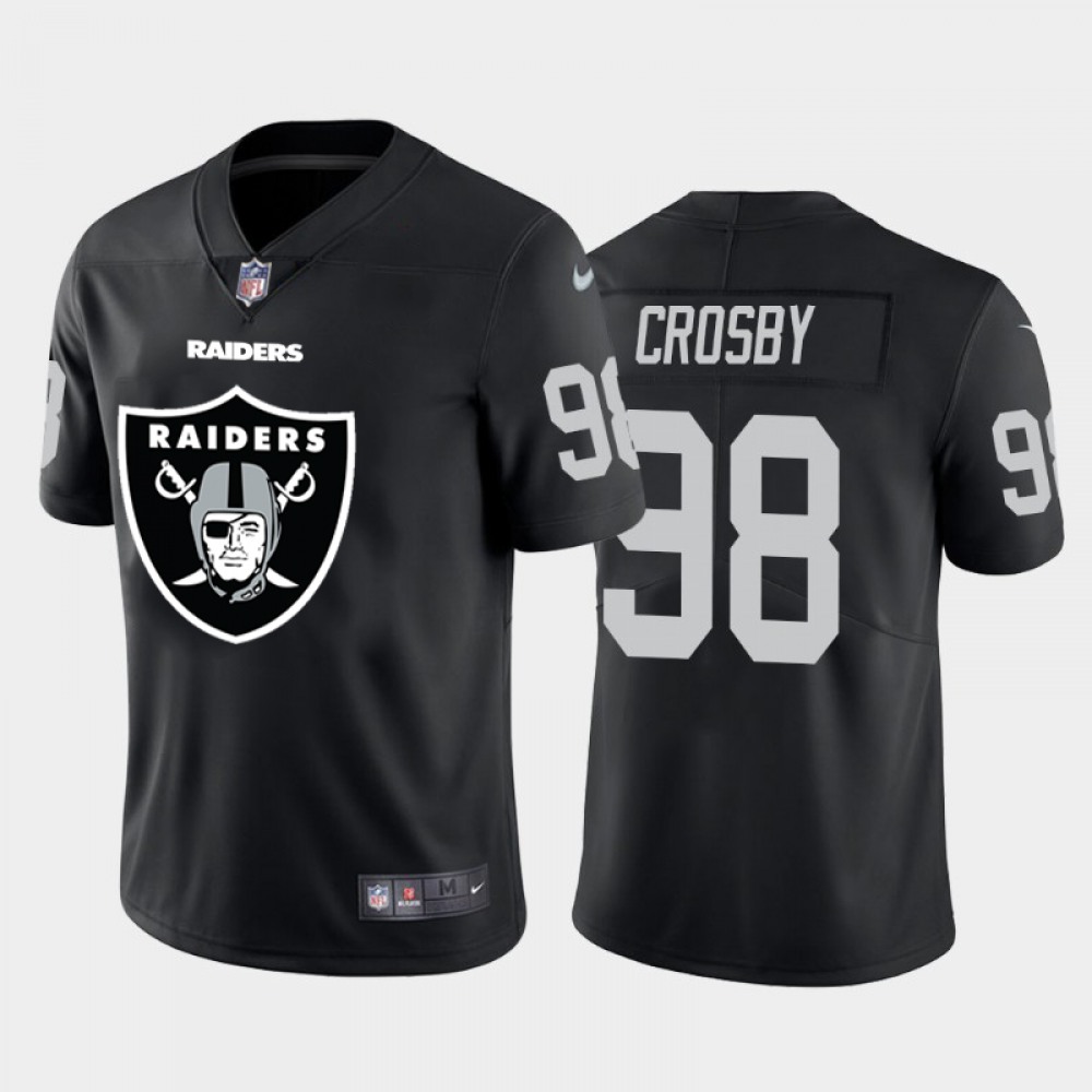 Men's Oakland Raiders #98 Maxx Crosby Black 2020 Team Big Logo Limited Stitched Jersey Men's Oakland Raiders #98 Maxx Crosby Black 2020 Team Big Logo Limited Stitched Jersey