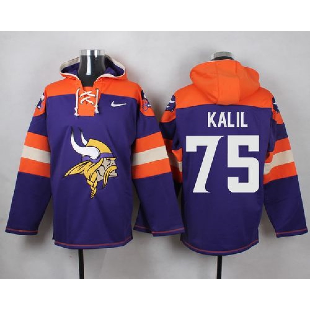Nike Vikings #75 Matt Kalil Purple Player Pullover NFL Hoodie