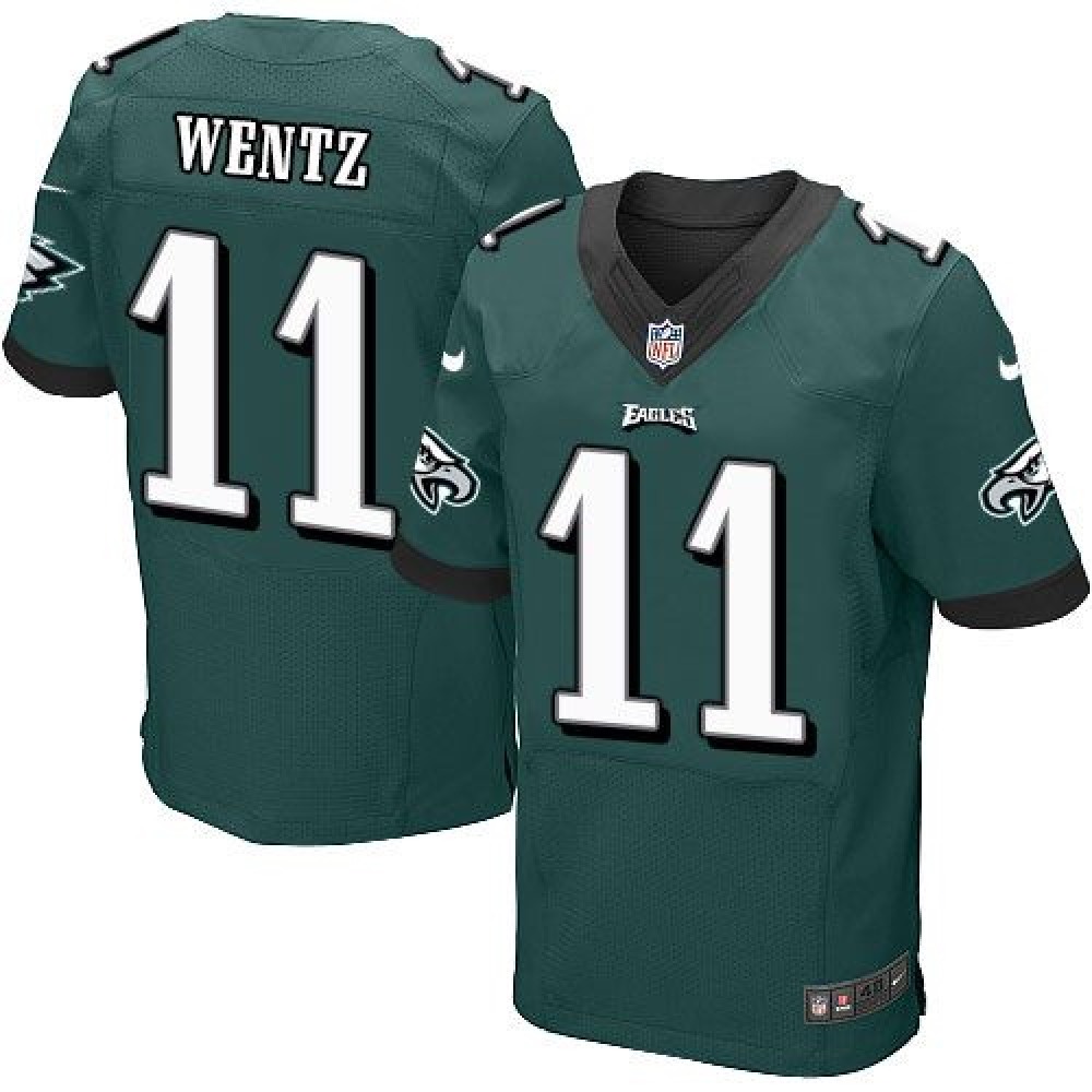 Nike Eagles #11 Carson Wentz Midnight Green Team Color Men's Stitched NFL New Elite Jersey Nike Eagles #11 Carson Wentz Midnight Green Team Color Men's Stitched NFL New Elite Jersey