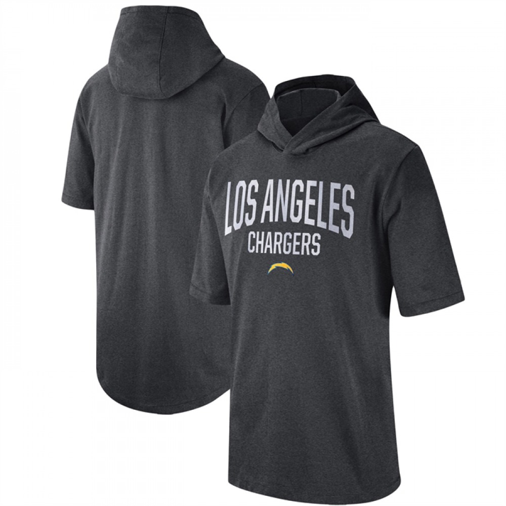Men's Los Angeles Chargers Heathered Charcoal Sideline Training Hoodie Performance T-Shirt Men's Los Angeles Chargers Heathered Charcoal Sideline Training Hoodie Performance T-Shirt