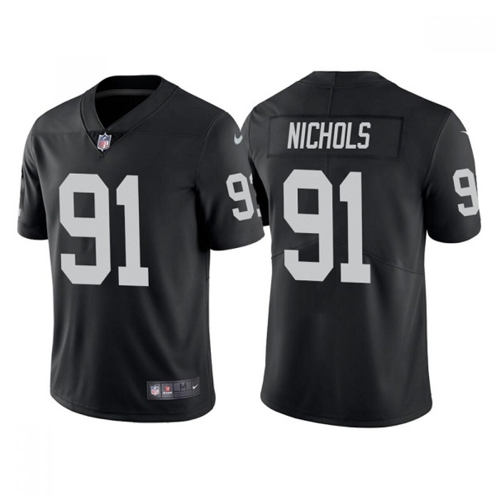 Men's Las Vegas Raiders #91 Bilal Nichols Black Vapor Limited Stitched Jersey Men's Las Vegas Raiders #91 Bilal Nichols Black Vapor Limited Stitched Jersey