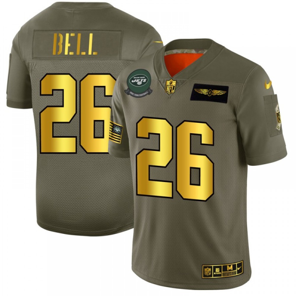 Men's New York Jets #26 Le'Veon Bell 2019 Olive/Gold Salute To Service Limited Stitched NFL Jersey Men's New York Jets #26 Le'Veon Bell 2019 Olive/Gold Salute To Service Limited Stitched NFL Jersey