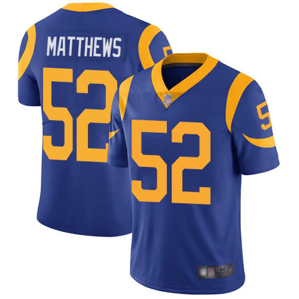 Men's Los Angeles Rams #52 Clay Matthews Royal Blue Vapor Untouchable Limited Stitched Jersey Men's Los Angeles Rams #52 Clay Matthews Royal Blue Vapor Untouchable Limited Stitched Jersey
