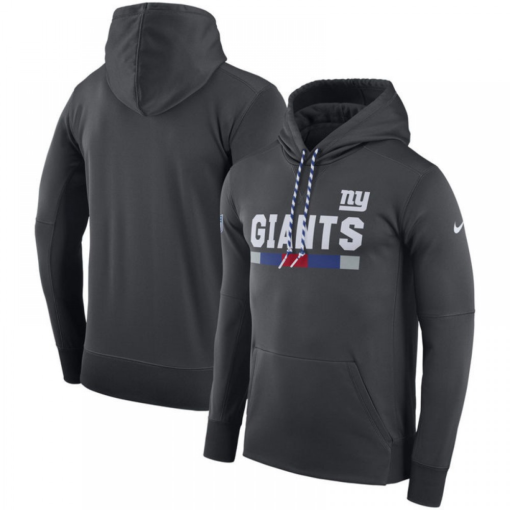 Men's New York Giants Nike Charcoal Sideline Team Name Performance Pullover Hoodie Men's New York Giants Nike Charcoal Sideline Team Name Performance Pullover Hoodie