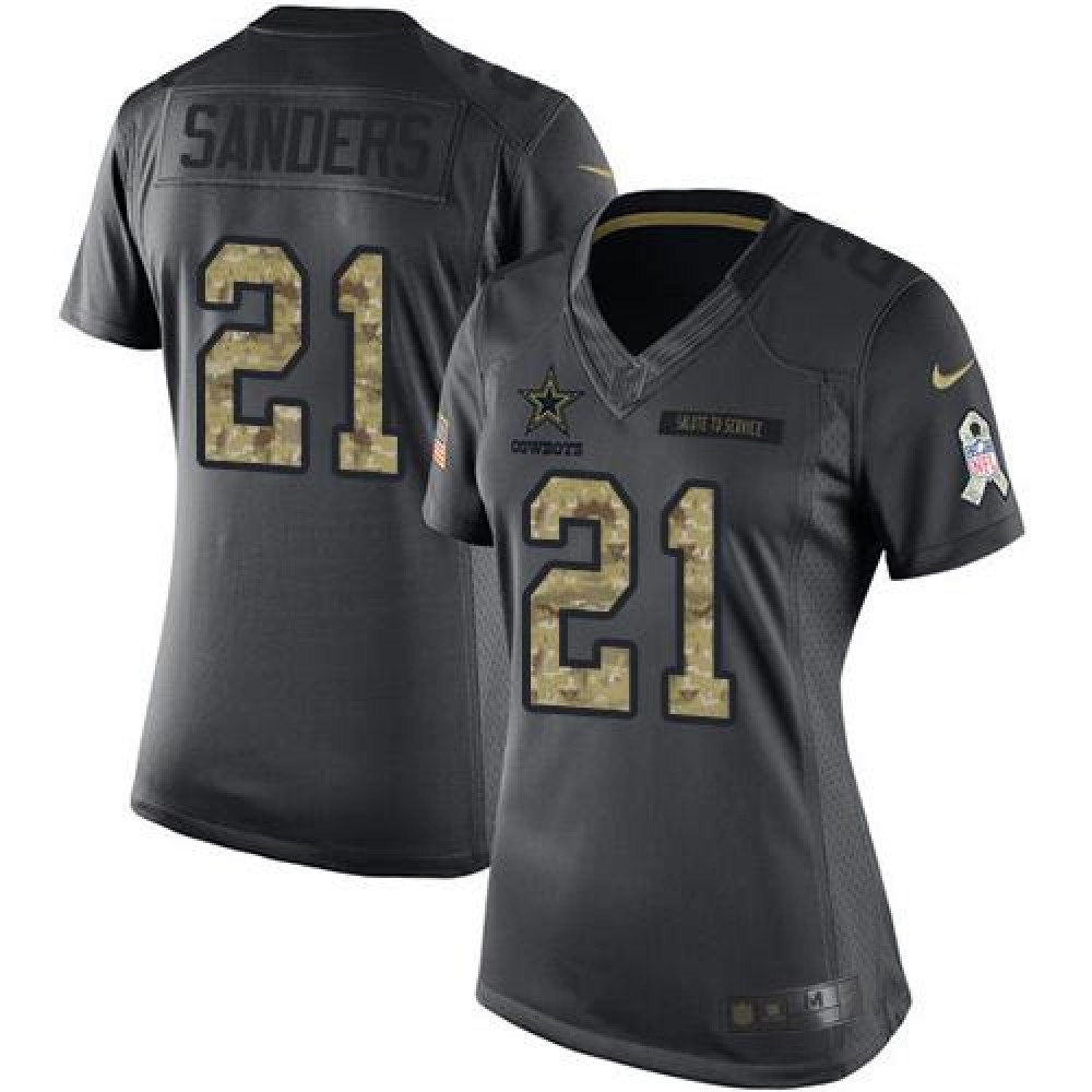 Nike Cowboys #21 Deion Sanders Black Women's Stitched NFL Limited 2016 Salute to Service Jersey Nike Cowboys #21 Deion Sanders Black Women's Stitched NFL Limited 2016 Salute to Service Jersey