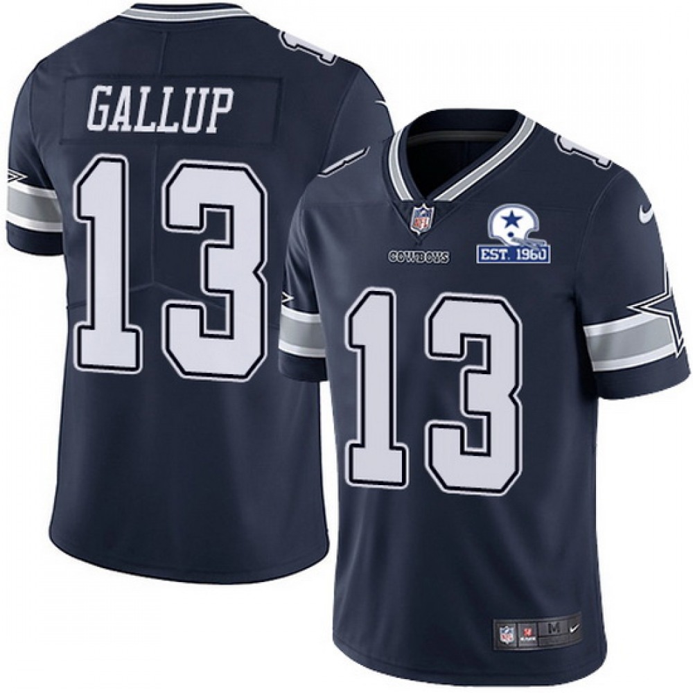 Men's Dallas Cowboys #13 Michael Gallup Navy With Established In 1960 Patch Limited Stitched Jersey Men's Dallas Cowboys #13 Michael Gallup Navy With Established In 1960 Patch Limited Stitched Jersey