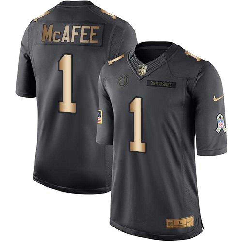 Nike Colts #1 Pat McAfee Black Men's Stitched NFL Limited Gold Salute To Service Jersey Nike Colts #1 Pat McAfee Black Men's Stitched NFL Limited Gold Salute To Service Jersey