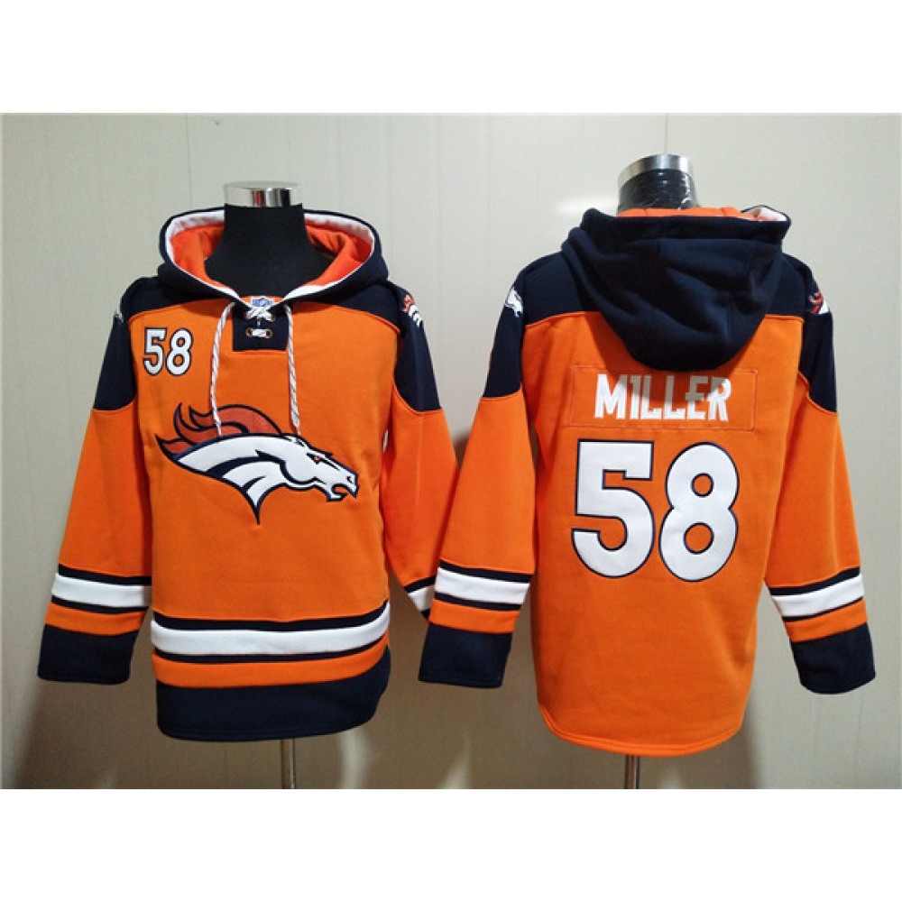 Men's Denver Broncos #58 Von Miller Orange Ageless Must-Have Lace-Up Pullover Hoodie Men's Denver Broncos #58 Von Miller Orange Ageless Must-Have Lace-Up Pullover Hoodie