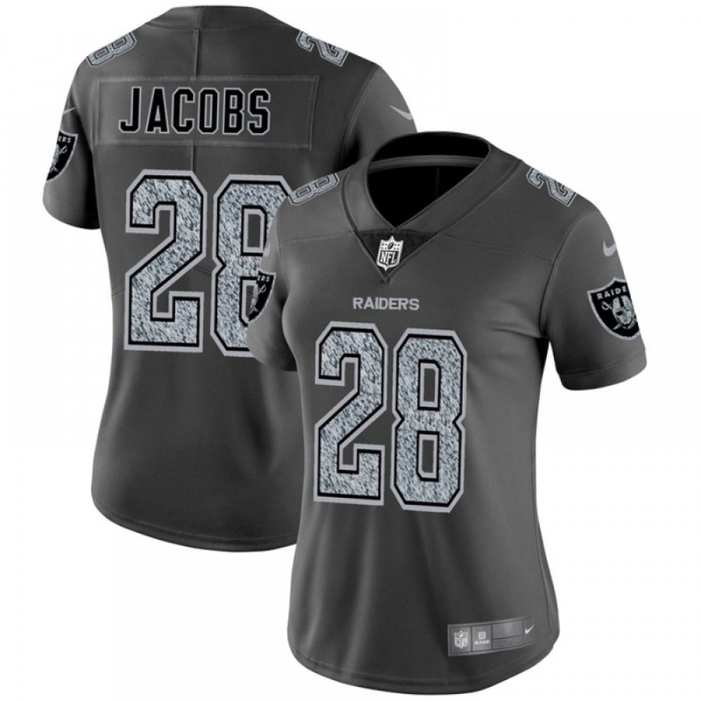Women's Oakland Raiders #28 Josh Jacobs 2019 Gray Fashion Static Limited Stitched NFL Jersey(Run Small) Women's Oakland Raiders #28 Josh Jacobs 2019 Gray Fashion Static Limited Stitched NFL Jersey(Run Small)