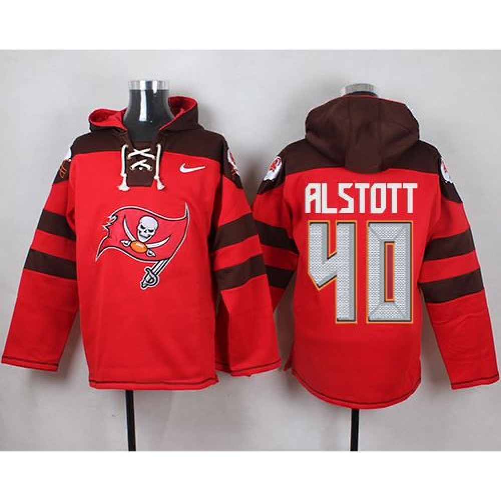 Nike Buccaneers #40 Mike Alstott Red Player Pullover NFL Hoodie