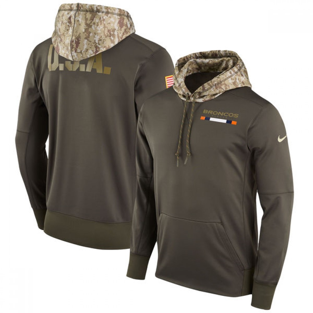Men's Denver Broncos Nike Olive Salute to Service Sideline Therma Pullover Hoodie Men's Denver Broncos Nike Olive Salute to Service Sideline Therma Pullover Hoodie