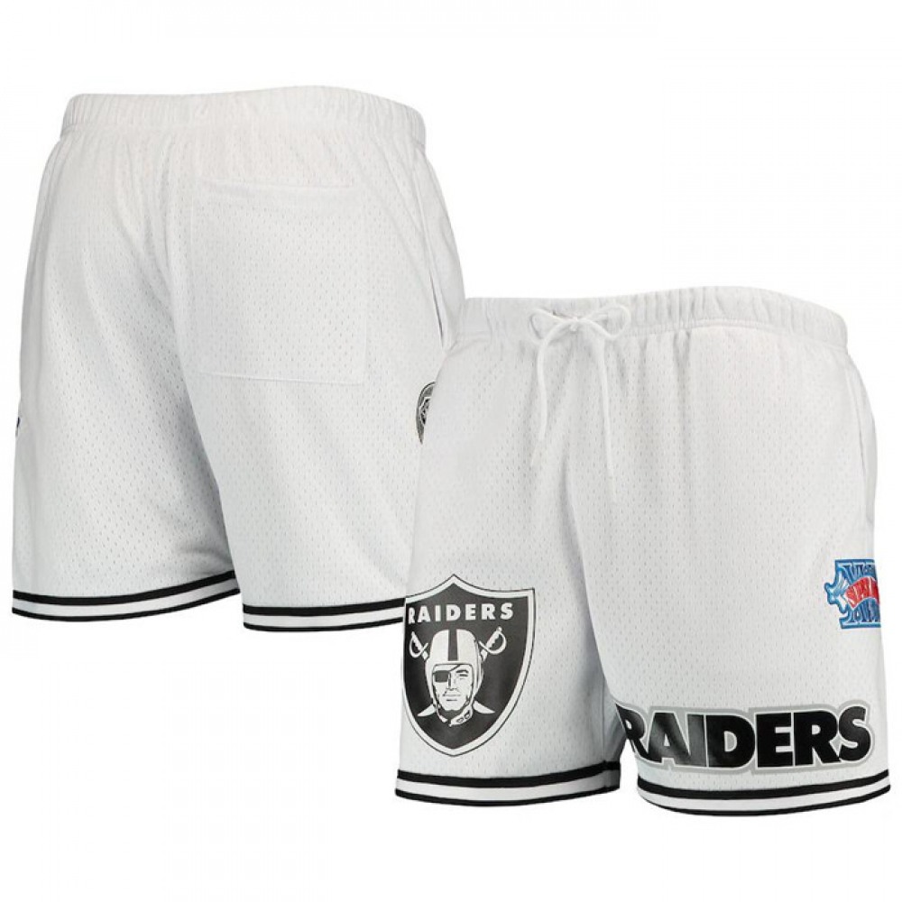 Men's Las Vegas Raiders White Mesh Shorts Men's Las Vegas Raiders White Mesh Shorts