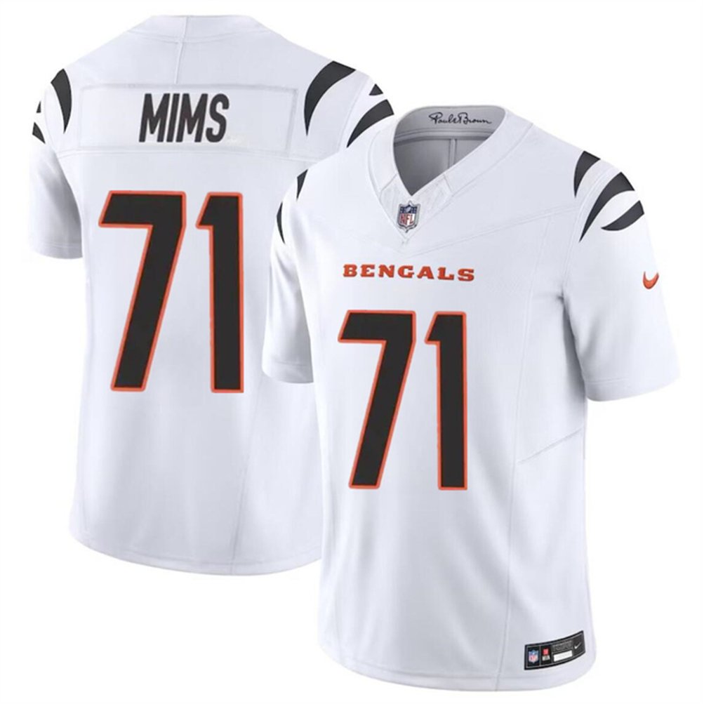 Men's Cincinnati Bengals #71 Amarius Mims White 2024 Draft F.U.S.E Vapor Untouchable Limited Stitched Jersey Men's Cincinnati Bengals #71 Amarius Mims White 2024 Draft F.U.S.E Vapor Untouchable Limited Stitched Jersey
