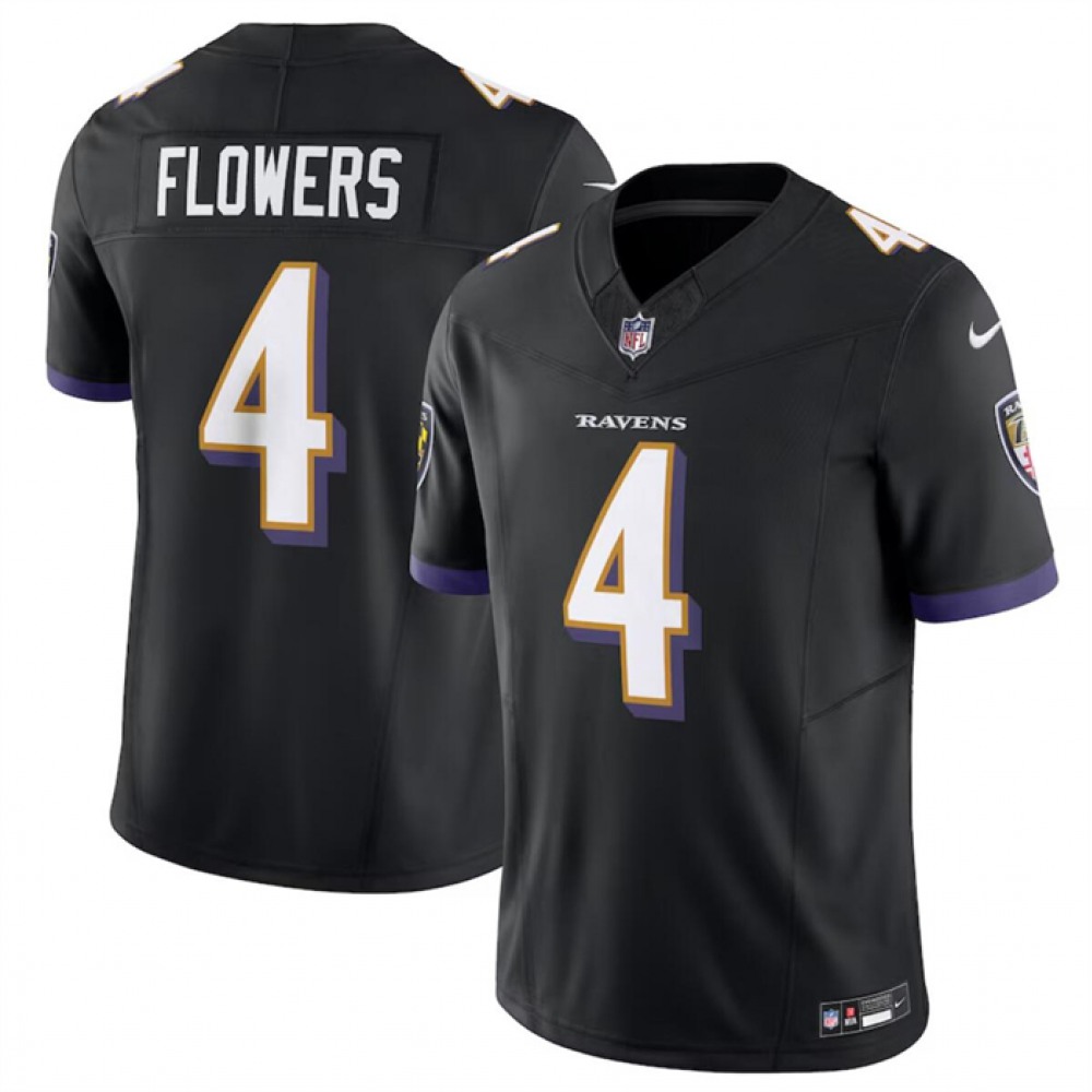 Men's Baltimore Ravens #4 Zay Flowers Black 2023 F.U.S.E. Vapor Limited Football Jersey Men's Baltimore Ravens #4 Zay Flowers Black 2023 F.U.S.E. Vapor Limited Football Jersey