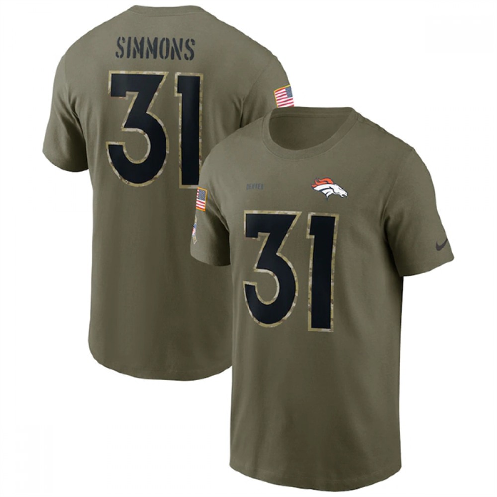 Men's Denver Broncos #31 Justin Simmons 2022 Olive Salute to Service T-Shirt Men's Denver Broncos #31 Justin Simmons 2022 Olive Salute to Service T-Shirt