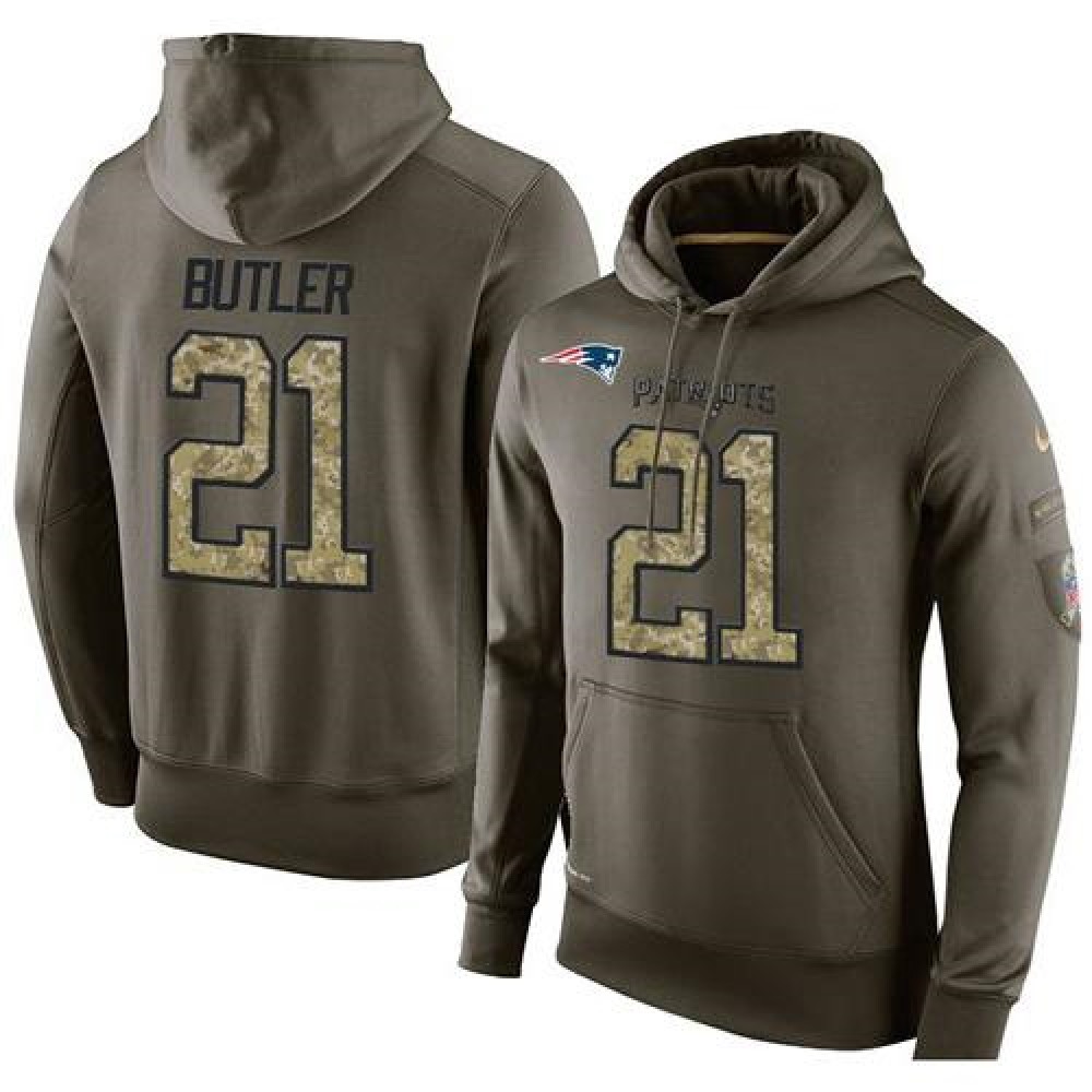 NFL Men's Nike New England Patriots #21 Malcolm Butler Stitched Green Olive Salute To Service KO Performance Hoodie NFL Men's Nike New England Patriots #21 Malcolm Butler Stitched Green Olive Salute To Service KO Performance Hoodie