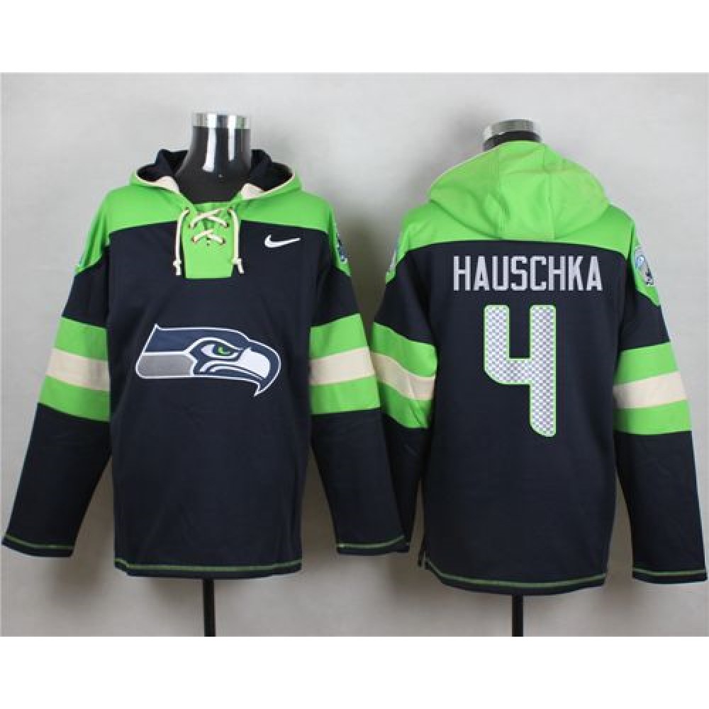 Nike Seahawks #4 Steven Hauschka Steel Blue Player Pullover NFL Hoodie