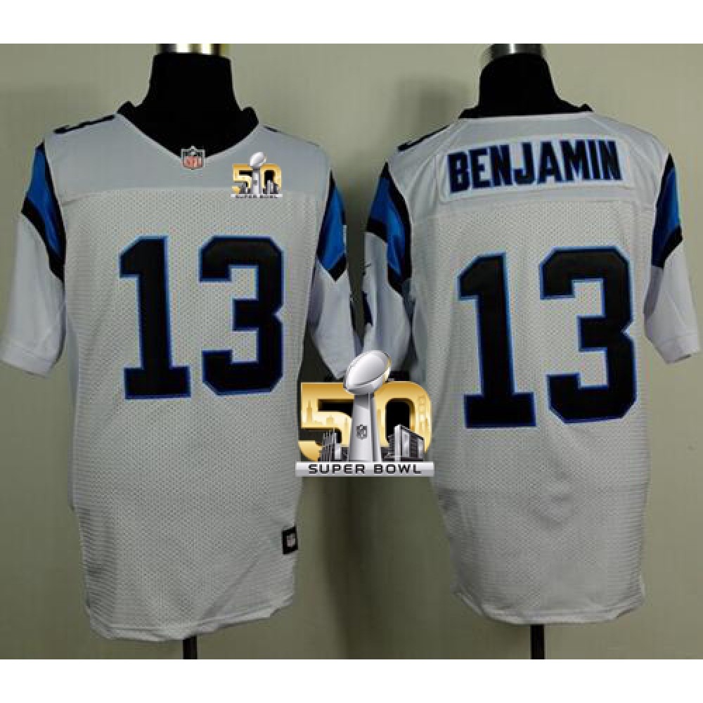 Nike Panthers #13 Kelvin Benjamin White Super Bowl 50 Men's Stitched NFL Elite Jersey Nike Panthers #13 Kelvin Benjamin White Super Bowl 50 Men's Stitched NFL Elite Jersey