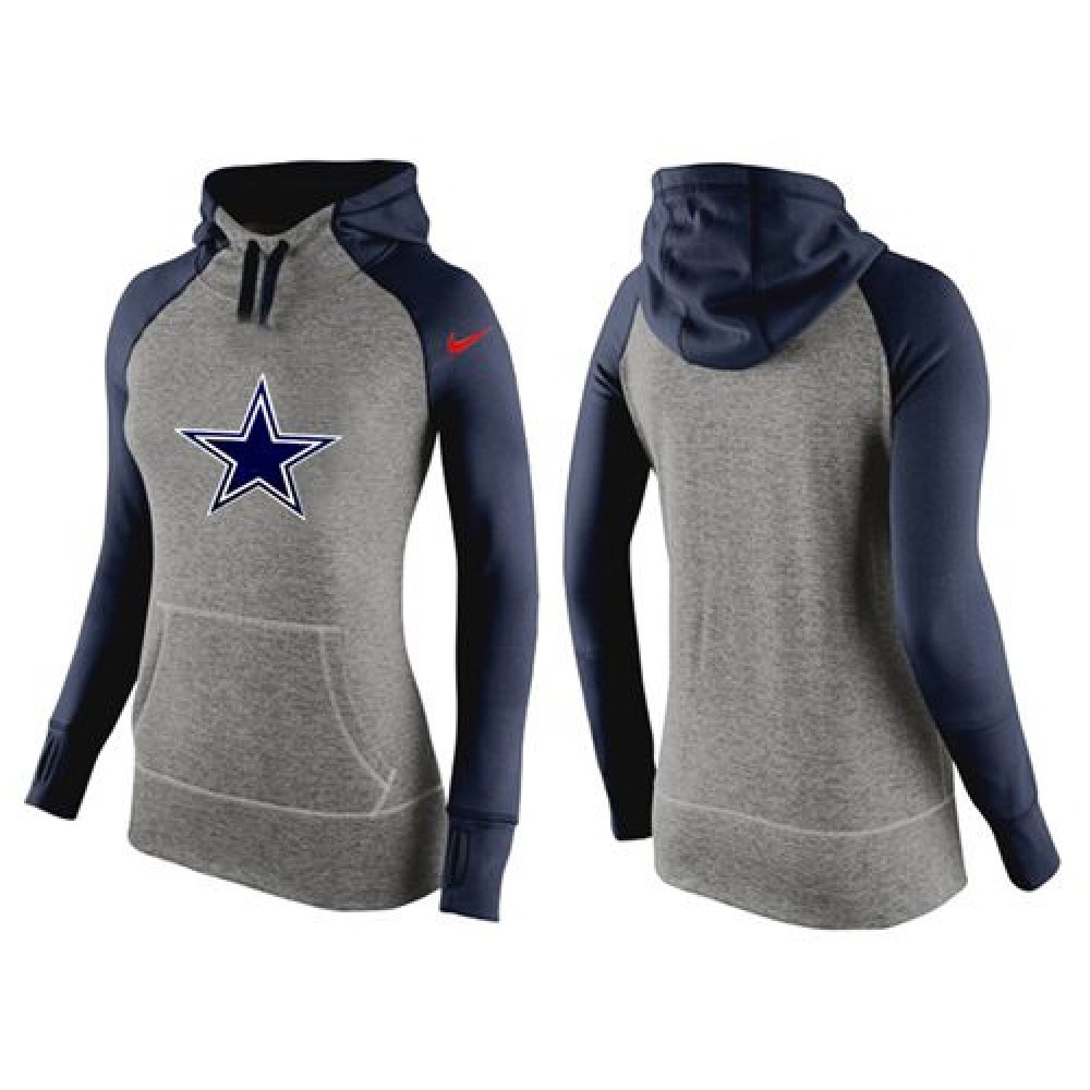 Women's Nike Dallas Cowboys Performance Hoodie Grey & Dark Blue_2 Women's Nike Dallas Cowboys Performance Hoodie Grey & Dark Blue_2