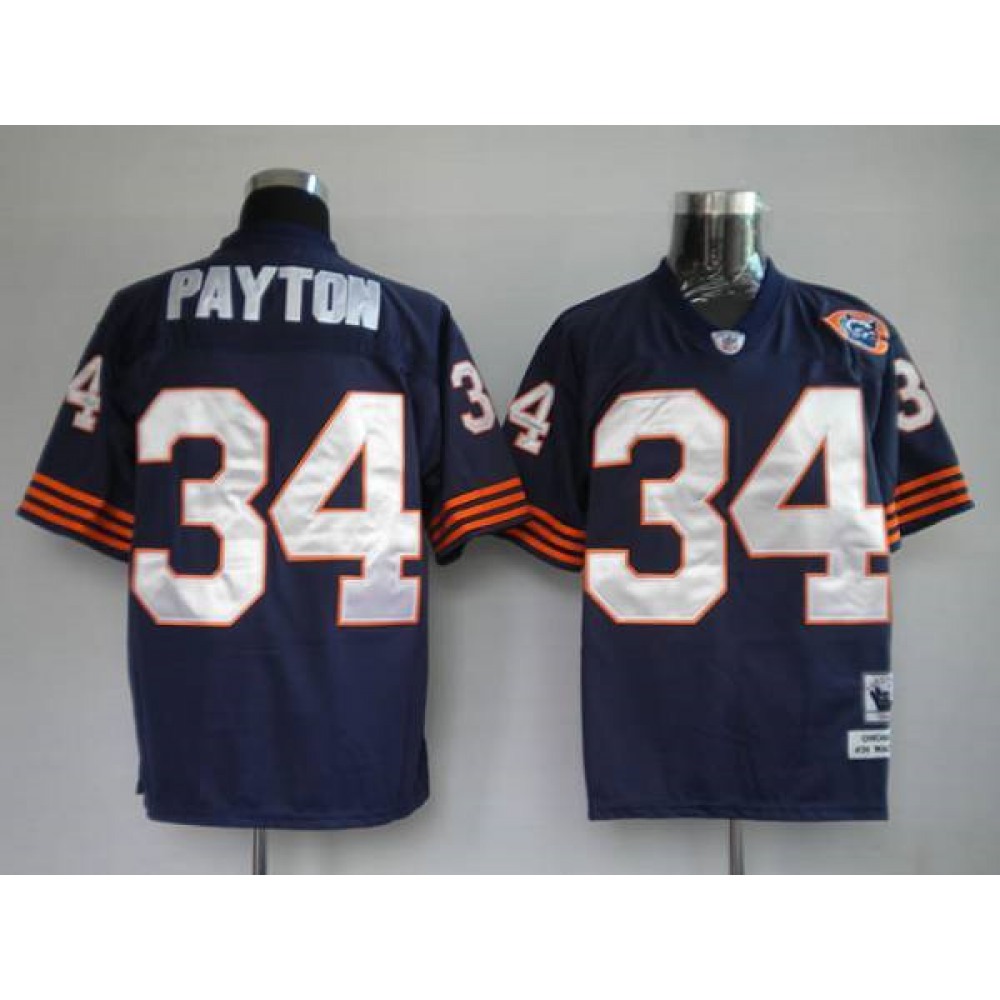 Mitchell & Ness Bears #34 Walter Payton Blue With Big Number Bear Patch Stitched Throwback NFL Jersey Mitchell & Ness Bears #34 Walter Payton Blue With Big Number Bear Patch Stitched Throwback NFL Jersey
