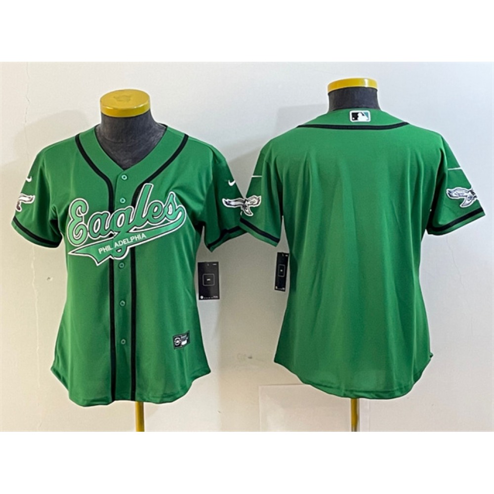Women's Philadelphia Eagles Blank Green Cool Base Stitched Baseball Jersey(Run Small) Women's Philadelphia Eagles Blank Green Cool Base Stitched Baseball Jersey(Run Small)