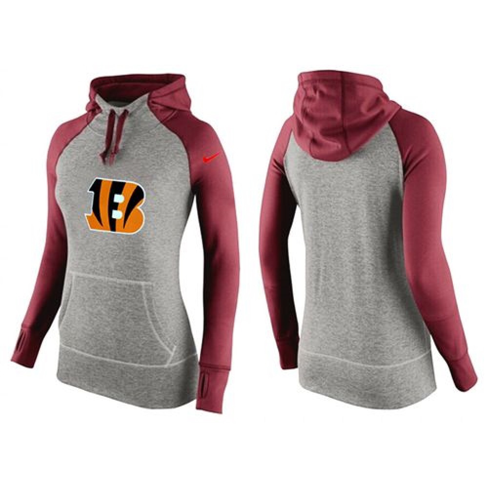 Women's Nike Cincinnati Bengals Performance Hoodie Grey & Red_3 Women's Nike Cincinnati Bengals Performance Hoodie Grey & Red_3