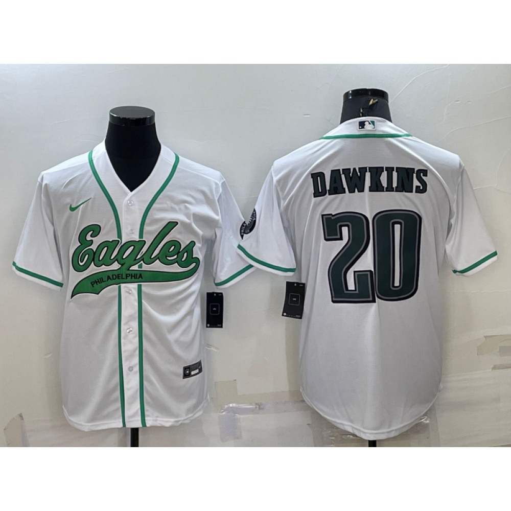 Men's Philadelphia Eagles #20 Brian Dawkins White With Patch Cool Base Stitched Baseball Jersey Men's Philadelphia Eagles #20 Brian Dawkins White With Patch Cool Base Stitched Baseball Jersey