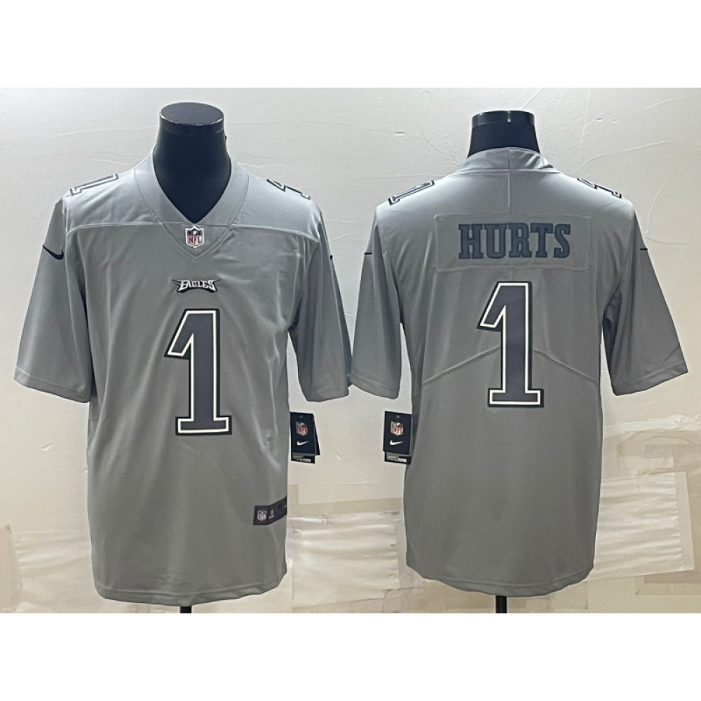 Men's Philadelphia Eagles #1 Jalen Hurts Gray Atmosphere Fashion Stitched Jersey Men's Philadelphia Eagles #1 Jalen Hurts Gray Atmosphere Fashion Stitched Jersey