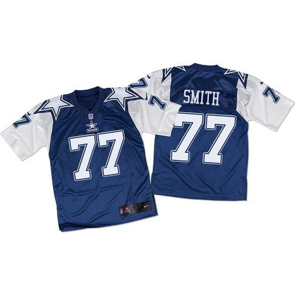 Nike Cowboys #77 Tyron Smith Navy Blue/White Throwback Men's Stitched NFL Elite Jersey Nike Cowboys #77 Tyron Smith Navy Blue/White Throwback Men's Stitched NFL Elite Jersey