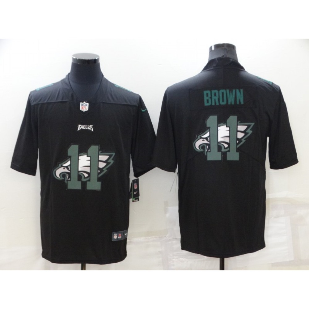 Men's Philadelphia Eagles #11 A. J. Brown Black Shadow Logo Limited Stitched Jersey Men's Philadelphia Eagles #11 A. J. Brown Black Shadow Logo Limited Stitched Jersey