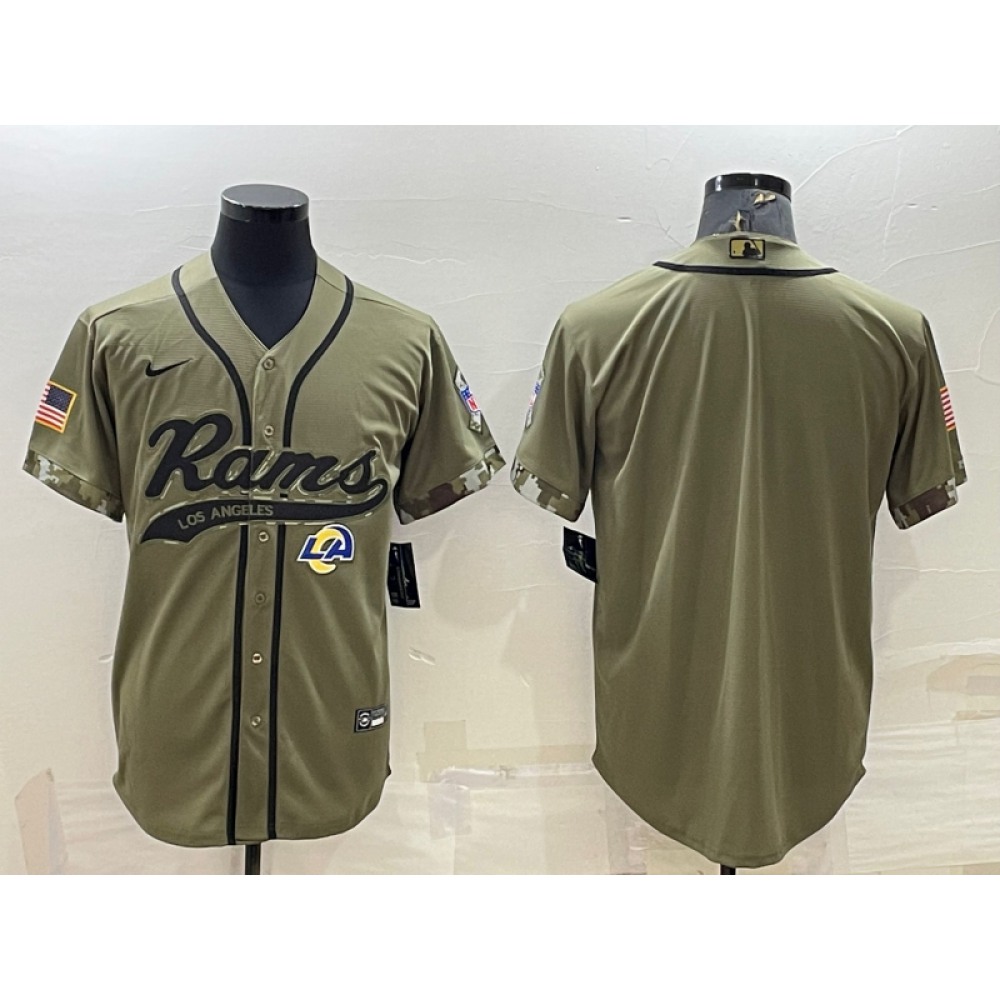 Men's Los Angeles Rams Blank Olive Salute to Service Cool Base Stitched Baseball Jersey Men's Los Angeles Rams Blank Olive Salute to Service Cool Base Stitched Baseball Jersey