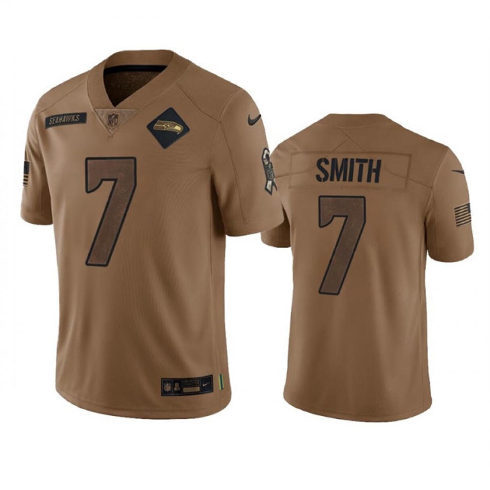 Men's Seattle Seahawks #7 Geno Smith 2023 Brown Salute To Service Limited Stitched Football Jersey Men's Seattle Seahawks #7 Geno Smith 2023 Brown Salute To Service Limited Stitched Football Jersey