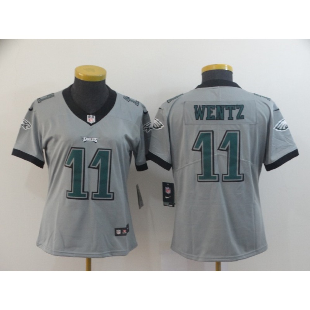 Women's Philadelphia Eagles #11 Carson Wentz Silver Inverted Legend Stitched NFL Jersey Women's Philadelphia Eagles #11 Carson Wentz Silver Inverted Legend Stitched NFL Jersey
