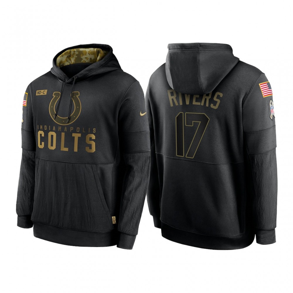 Men's Indianapolis Colts #17 Philip Rivers 2020 Black Salute to Service Sideline Performance Pullover Hoodie Men's Indianapolis Colts #17 Philip Rivers 2020 Black Salute to Service Sideline Performance Pullover Hoodie