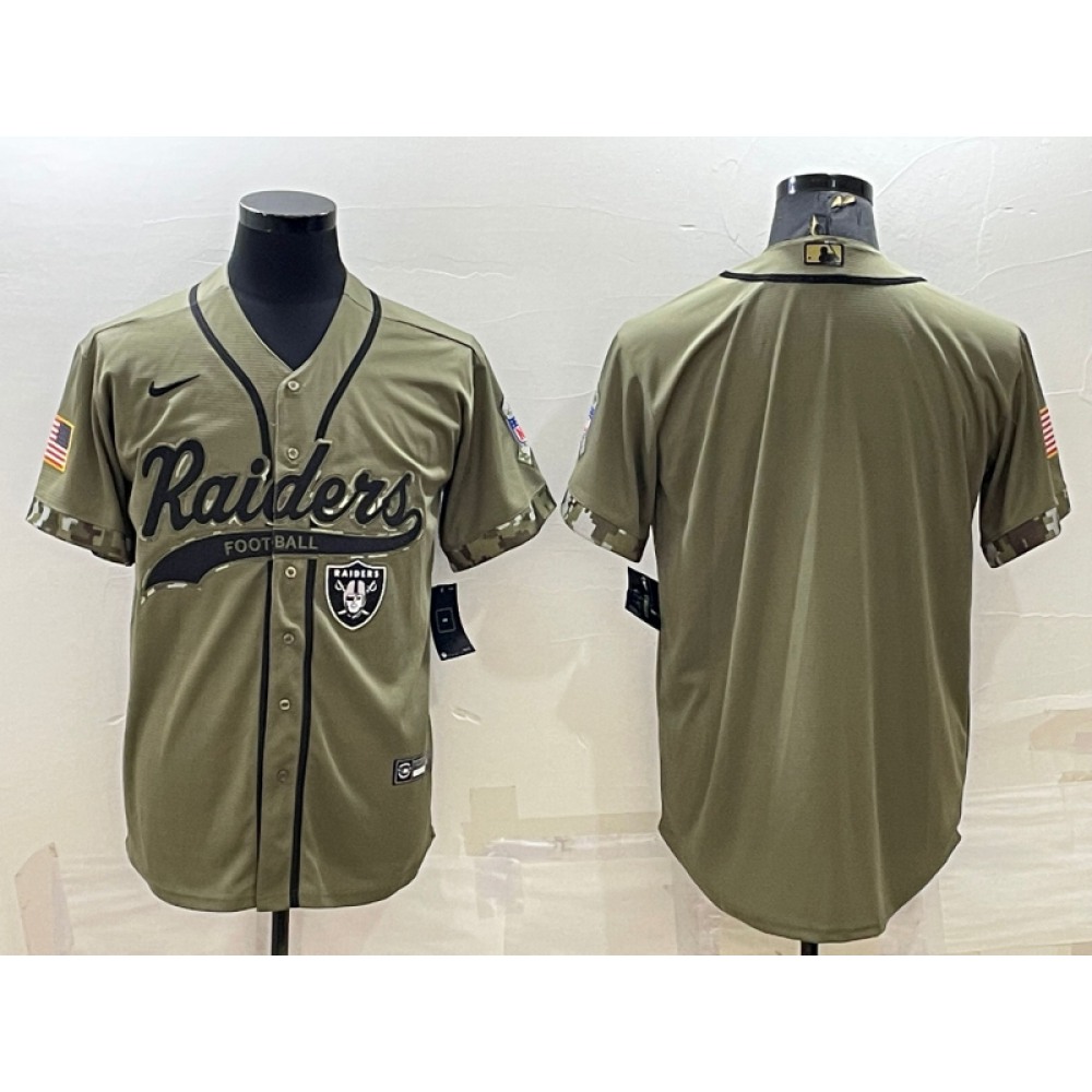 Men's Las Vegas Raiders Blank Olive Salute to Service Cool Base Stitched Baseball Jersey Men's Las Vegas Raiders Blank Olive Salute to Service Cool Base Stitched Baseball Jersey