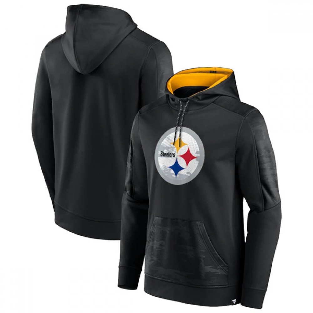 Men's Pittsburgh Steelers Black On The Ball Pullover Hoodie Men's Pittsburgh Steelers Black On The Ball Pullover Hoodie