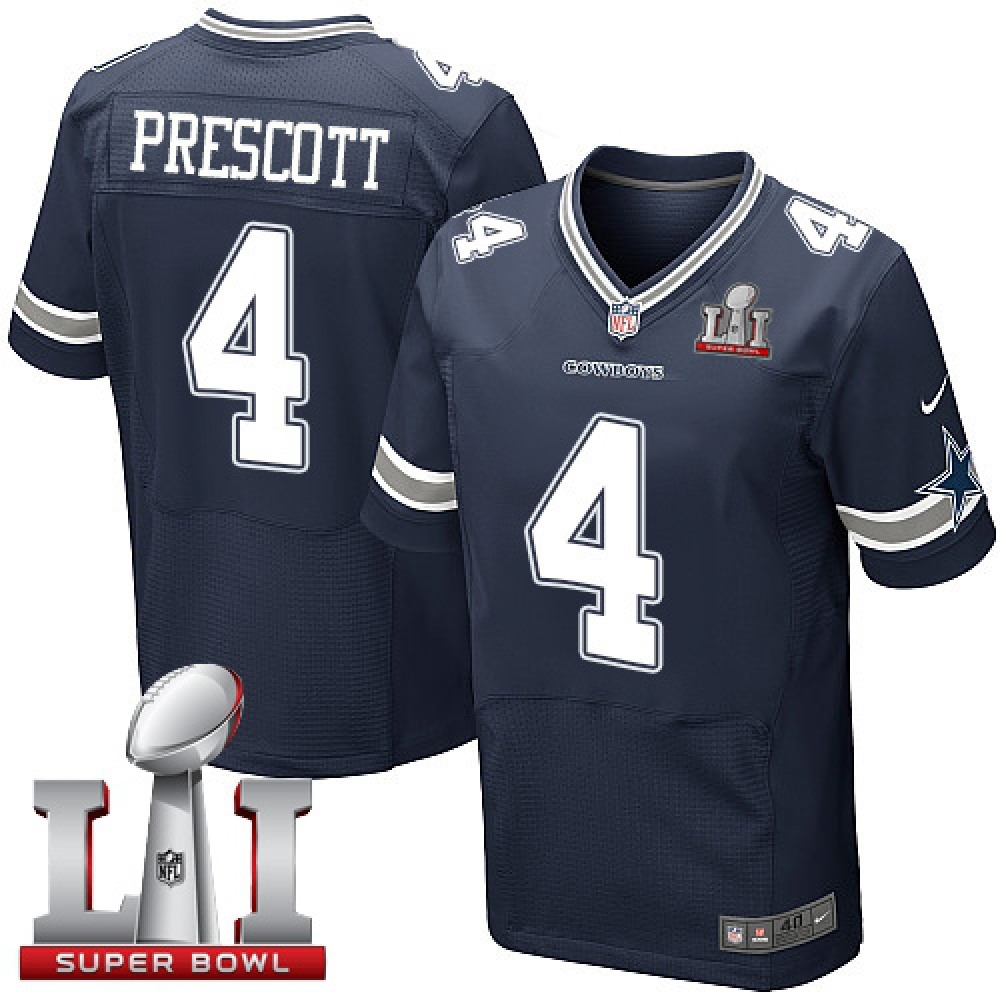 Nike Cowboys #4 Dak Prescott Navy Blue Team Color Men's Stitched NFL Super Bowl LI 51 Elite Jersey Nike Cowboys #4 Dak Prescott Navy Blue Team Color Men's Stitched NFL Super Bowl LI 51 Elite Jersey
