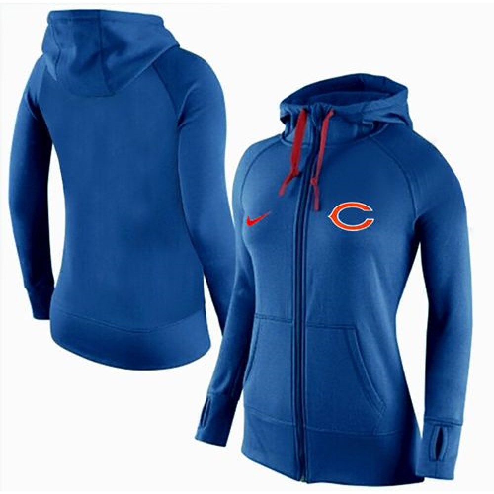 Women's Nike Chicago Bears Full-Zip Performance Hoodie Blue Women's Nike Chicago Bears Full-Zip Performance Hoodie Blue